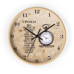 Rustic Clock Vintage Style Clock Retro Wall Clock Christian Clock Bible Verse Decor Scripture Decor Christian Housewarming Gifts 2 Peter 3:8