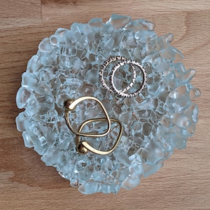 Recycled Glass Jewelry Dish.  Soap Dish. Green Tinted. 100% Post Consumer Eco-Friendly Art.
