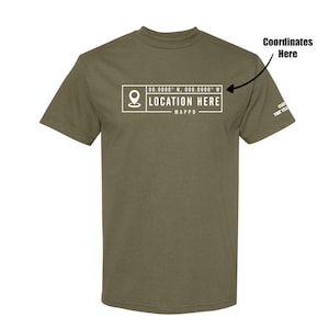 Reise-Shirt, Nationalpark-Shirt, Abenteuer-Outdoor-T-Shirt, Benutzerdefiniertes GPS-Koordinaten-Shirt, Block-Logo