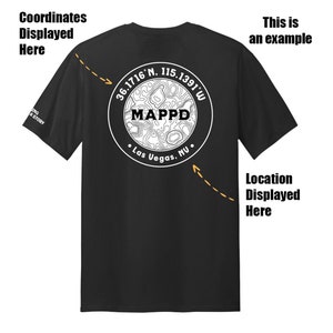 Carte topographique personnalisée, T-shirt topographique, T-shirt parc national, T-shirt d'aventure en plein air, Vêtements pour carte topographique, T-shirt personnalisé avec coordonnées GPS