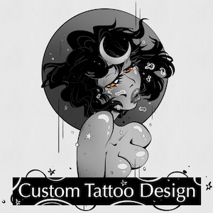 Kundenspezifisches Tattoo Auftragsarbeit | Handgezeichnet Tattoo Design | Personalisierte Fantasy Tattoo | Auftragsarbeit | Benutzerdefinierte Grafik | Feines Liniendesign