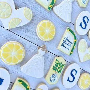 Custom decorated limoncello inspired bridal shower sugar cookies