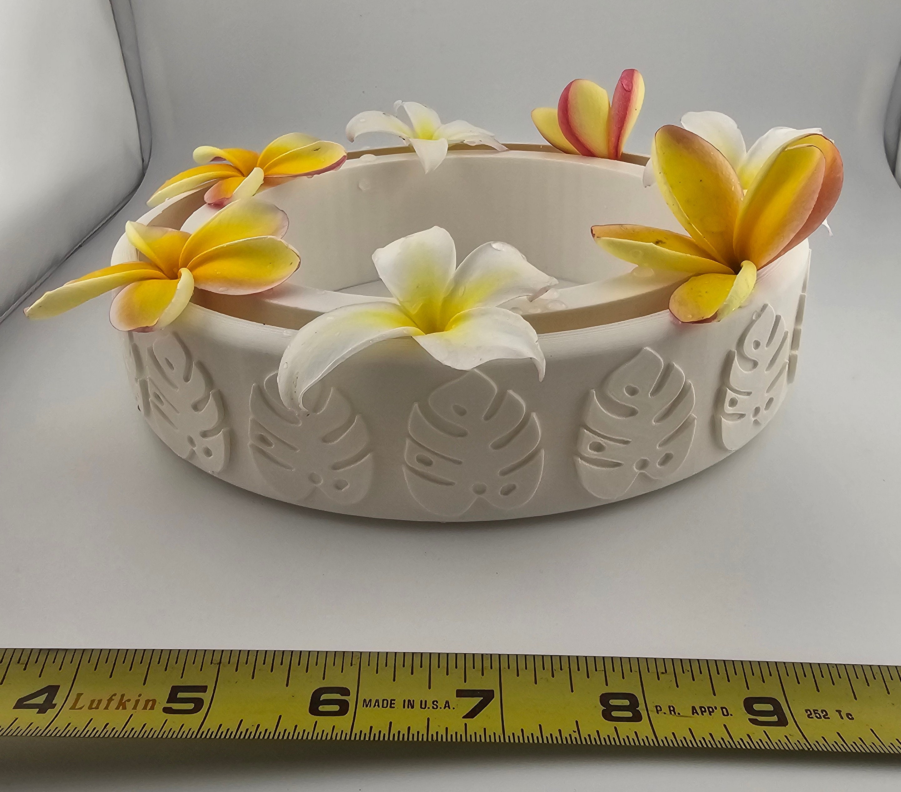 3D Printed Plumeria Pansy Ring with Monstera Leaves