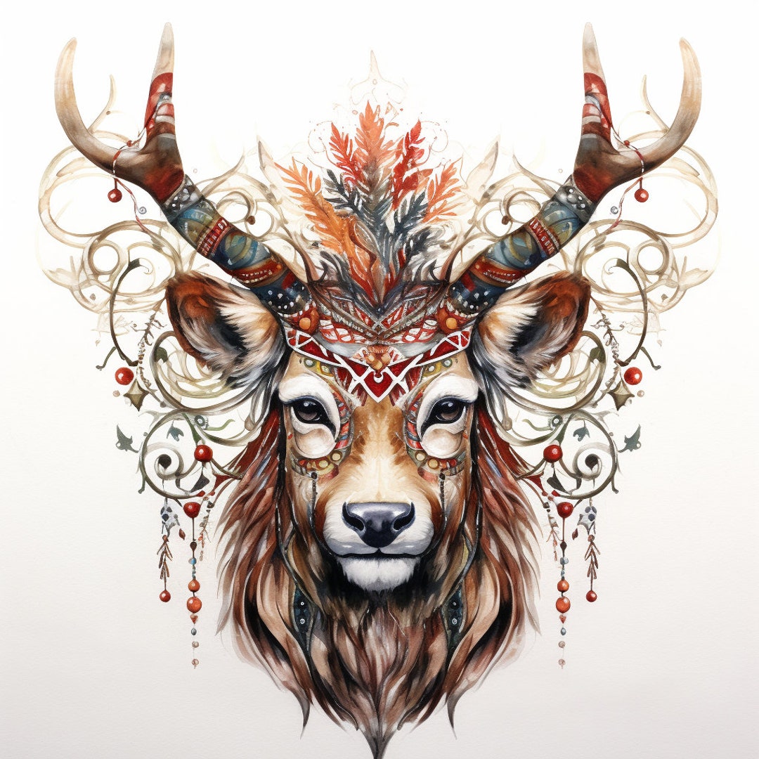 Digital Art Christmas Artful Art Boho Animal Wall Art Etsy