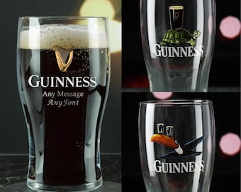 Personalisiertes graviertes offizielles Guinness-Pintglas mit Geschenkbox | Kundenspezifische Guinnessgläser, Geburtstagsgeschenke für ihn, Vatertagsgeschenk