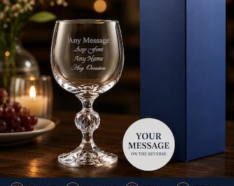 Personalised Engraved 190ml Claudia Crystalite Wine Glass With Gift Box | Custom Port Glasses, Birthday Gifts For Him & Her, Wedding Glasses