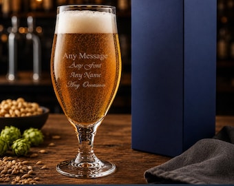 Personalised Engraved 11oz Cervoise Beer Glass With Gift Box | Custom Beer Glasses, Birthday Gifts For Him, Best Man Groomsmen Gifts