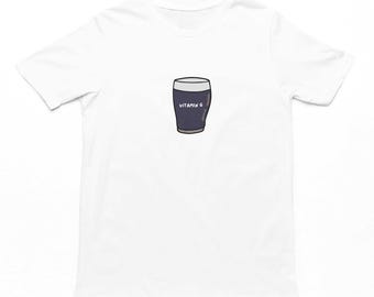 Camiseta con vitamina G para adultos / Camiseta unisex divertida inspirada en Guinness para hombres, camiseta para amantes de la cerveza negra, cultura de pub, camiseta de algodón, regalos de cerveza