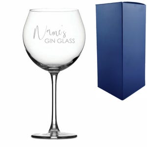 Personalised Engraved Prona Gin Balloon Glass With Name&#39;s Gin Glass Design & Gift Box | G and T Glasses, Birthday Gifts For Her, Drinkware