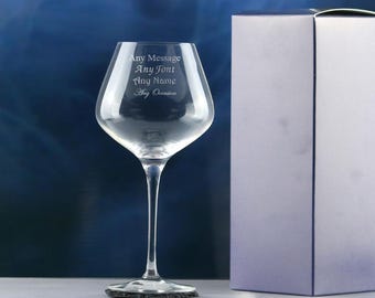 Personalised Engraved Crystal Sublym 600m Gin Glass With Gift Box | Custom Gin Glasses, Birthday Gifts For Her, Bridesmaid Wedding Gifts
