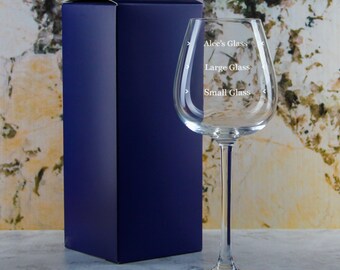 Personalised Engraved Wine Emotions Wine Glass with Name's Glass Serif Measurements Design, Customise with Any Name