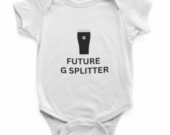 Future G Splitter Baby Grow - Funny Guinness Inspired Babybrow, Newborn Gifts, New Dad Gift, Split The G, Baby Suit