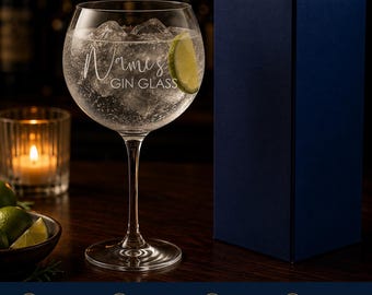 Personalised Engraved Prona Gin Balloon Glass With Name's Gin Glass Design & Gift Box | G and T Glasses, Birthday Gifts For Her, Women Gift