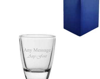 Personalizowany grawerowany kieliszek do whisky Tot Shot 1oz/25ml z pudełkiem prezentowym | Spersonalizowane szklanki do whisky, prezenty dla miłośników whisky, prezent urodzinowy