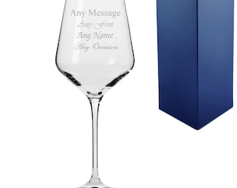 Personalised Engraved 390ml Infinity Red Wine Glass With Gift Box | Custom Wine Glasses, Birthday Gifts For Him/Her, Wedding Bridesmaid Gift