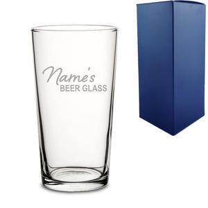 Personalised Engraved Perfect Pint Glass With Name&#39;s Beer Glass Design & Gift Box | Custom Beer Glasses, Birthday Gifts For Him