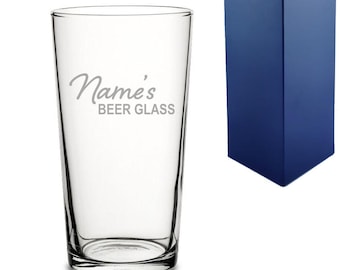 Personalised Engraved Perfect Pint Glass With Name's Beer Glass Design & Gift Box | Custom Beer Glasses, Birthday Gifts For Him