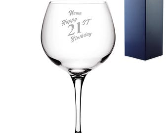Engraved Primeur Balloon Happy 21st Birthday Slanted Design Gift Boxed