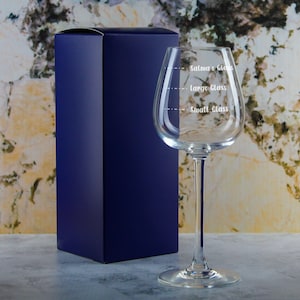 Personalised Engraved Wine Emotions Wine Glass with Name&#39;s Glass Handwritten Measurements Design, Customise with Any Name