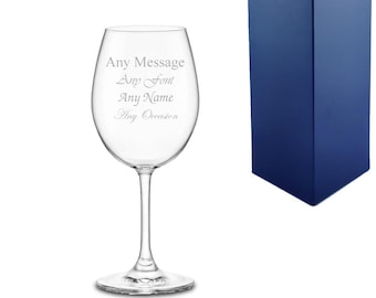 Copa de vino Nadia personalizada de 490 ml con grabado y caja de regalo. Copas de vino personalizadas. Regalos de cumpleaños para él/ella. Regalos para damas de honor.