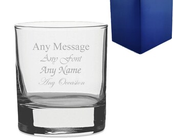 Personalised Engraved 11.5oz Whiskey Tumbler Glass With Gift Box | Custom Whisky Glasses, Birthday Gifts For Him, Best Man, Wedding Gift