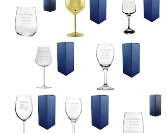 Copa de vino grabada personalizada con caja de regalo / Copas de vino personalizadas, regalos de cumpleaños para ella, regalo para mamá, copas de boda, regalos para damas de honor