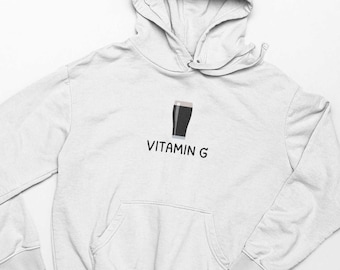 Sweat à capuche Vitamine G | Pull unisexe rigolo pour hommes inspiré de la Guinness, adulte, cadeau pour amateur de Guinness, cadeaux sweat à capuche, culture pub