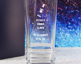Personalised Engraved Vodka Elegan Hiball With 'Name's Vodka Glass and Mixer' Design & Gift Box | Funny Custom Vodka Glasses Gifts