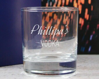 Personalised Engraved Novelty Vodka Tumbler with 'Name's Vodka' Design