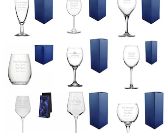 Copas de vino grabadas personalizadas con caja de regalo / Copas de vino personalizadas, regalo para mamá, regalos de cumpleaños para ella, regalos de boda para damas de honor, premium
