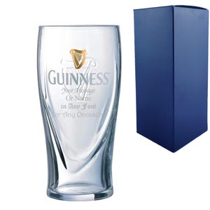 Spersonalizowany grawerowany oficjalny kufel do piwa Guinness z pudełkiem prezentowym | Spersonalizowane szklanki do piwa Guinness, prezenty dla miłośników piwa Guinness, prezent dla stout, kultura pubowa