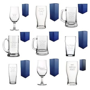 Personalised Engraved Beer Glasses With Gift Box | Custom Pint Glass, Tankard, Pint Glasses, Birthday Gifts For Him, Best Man Groomsmen Gift