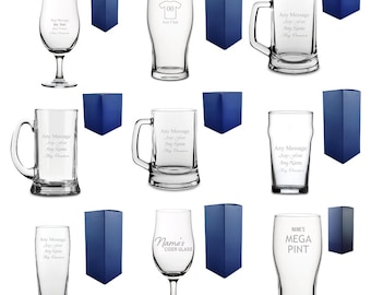 Personalisierte gravierte Biergläser mit Geschenkbox | Benutzerdefinierte Pint Glas, Bierkrug, Pint Gläser, Geburtstagsgeschenke für ihn, Trauzeugen Geschenk