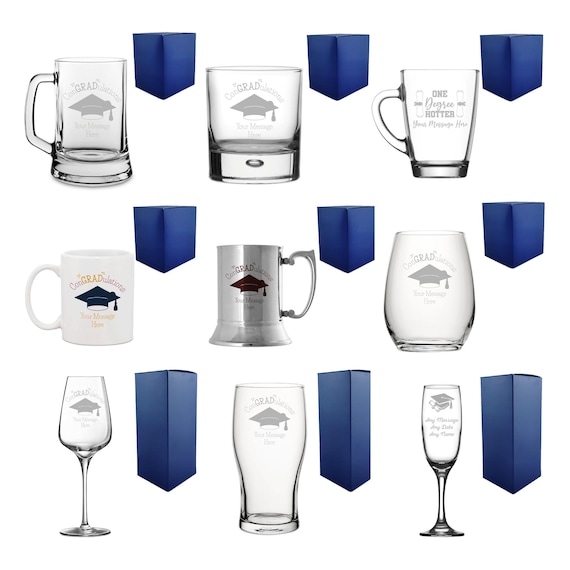 Personalised Engraved Graduation Glassware And Drinkware Gifts | Graduation Gifts For Boys & Girls, Graduation Present For Him Her