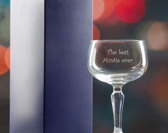 Personalised Engraved Monti Sherbet Cocktail Champagne Coupe Glass With Gift Box | Custom Wine Glasses, Birthday Gifts For Her, Wedding Gift