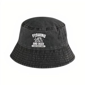 Fishing & Beer Bucket Hat | Funny Men&#39;s Fishing Hats, Summer Hat, Fishing Gifts For Him, Fisherman Gifts, Fishing Cap