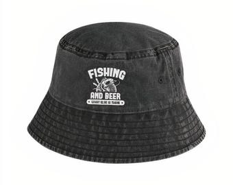 Fishing & Beer Bucket Hat | Funny Men's Fishing Hats, Summer Hat, Fishing Gifts For Him, Fisherman Gifts, Fishing Cap