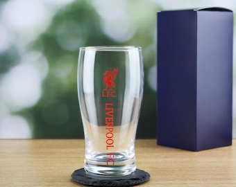 Personalised Engraved Liverpool 20oz Tulip Pint Beer Glass With Gift Box | Liverpool FC Gifts For Him, LFC Gift, Birthday Gifts