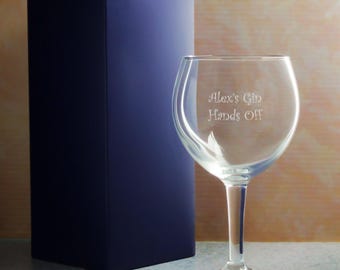 Personalised Engraved Party Gin Balloon Cocktail Glass With Gift Box | Custom Gin Glasses, Birthday Gifts For Her, Wedding Bridesmaid Gift
