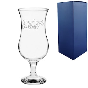Personalised Engraved Name&#39;s Cocktail Hurricane Glass With Gift Box | Custom Cocktail Glasses, Cocktail Lover Gifts, Pina Colada Glass