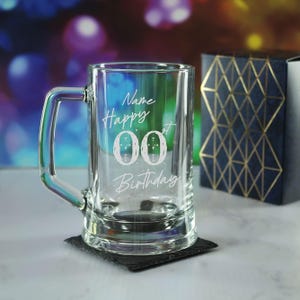 Personalised Engraved Tankard Beer Mug Stein Happy 20,30,40,50... Birthday Speckled Design With Gift Box | Birthday Gifts For Him Men