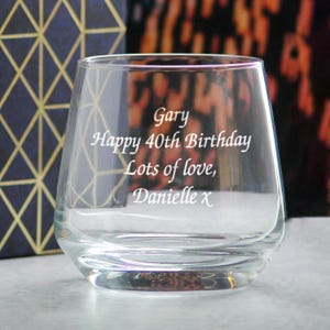 Personalisiertes graviertes 345ml Tallo Whiskyglas mit Geschenkbox | Benutzerdefinierte Whiskygläser, Geburtstagsgeschenk für Männer, Trauzeugen Geschenke