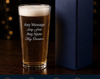 Personalised Engraved Senator Pint Glass With Gift Box | Custom Beer Glasses, Birthday Gifts For Him, Wedding, Best Man Groomsmen Gifts