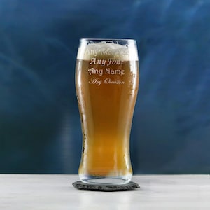 Personalised Engraved Pint Glass Nevis Curved 20oz Beer Glass With Gift Box | Custom Beer Glasses, Birthday Gifts For Him, Best Man Gift
