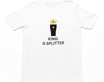 Koszulka King G Splitter dla dorosłych | Zabawna męska koszulka inspirowana Guinnessem, Split The G, Prezenty dla niego, Kultura pubowa, Miłośnik stoutu