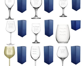 Copa de vino grabada personalizada con caja de regalo / Copas de vino personalizadas, regalos de cumpleaños para ella, regalos para mamá, copas de boda para dama de honor