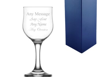 Personalised Engraved 240ml Nevakar Wine Glass With Gift Box | Custom Wine Glasses, Birthday Gifts For Her, Wedding Bride Gifts