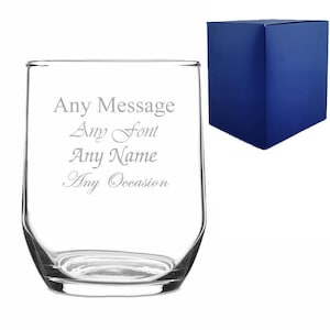 Personalised Engraved Sude Whisky Glass Stemless Gin Tumbler With Gift Box | Birthday Gifts For Men, Retirement Gifts, Whisky Lover