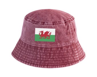Wales Flag Bucket Hat | Welsh Hats, St Davids Day Hat, Wales Outfit, Summer Hats, Festival Hat