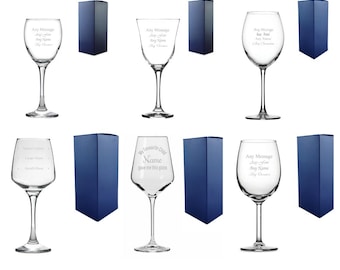 Copa de vino grabada personalizada con caja de regalo / Copas de vino personalizadas, regalos de cumpleaños para ella, regalo para mamá, regalos para damas de honor, copas de boda